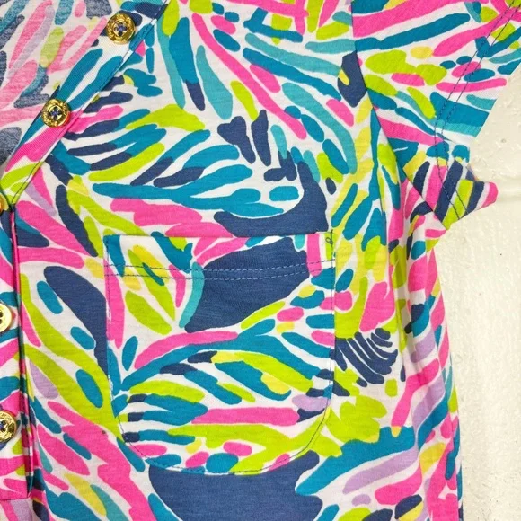 Lilly Pulitzer Palmira Dress Indigo Palm Reader Shift Dress Size Small Blue Pink - Picture 5 of 16